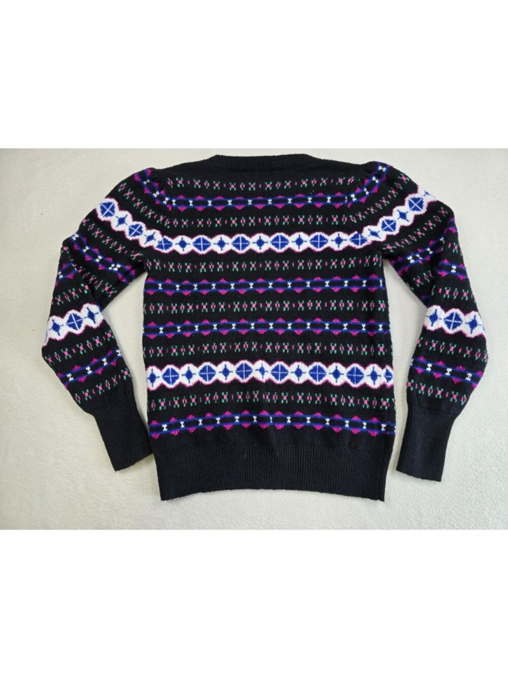 Loft XS Black Fair Isle Sweater Knit - Picture 4 of 5